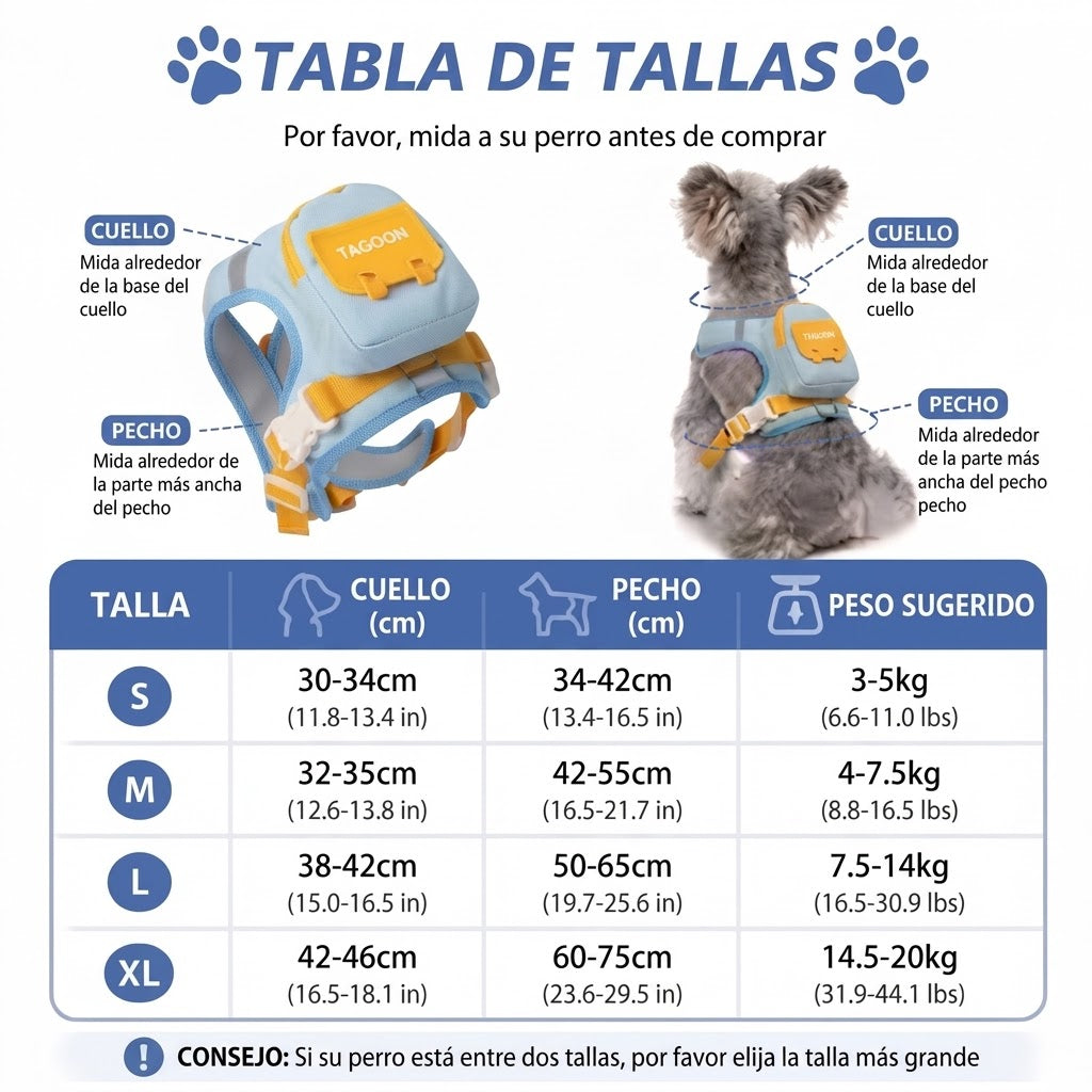 Tagoon | Arnés con mochila para perros